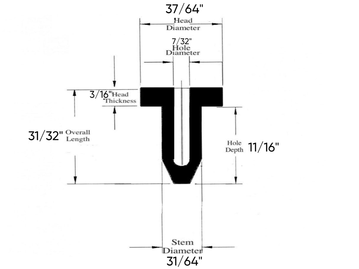 Line Sealing Rubber Stopper Plugs - 31/64" Stem Diameter