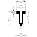 Line Sealing Rubber Stopper Hole Plugs - 1/2" Stem Diameter