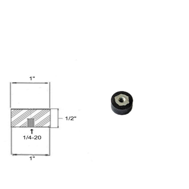 Rubber Vibration Isolator Mount (1" Dia x 1/2'' Thk) 1/4-20 female threaded Elginscrewsandbolts