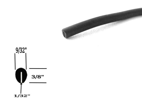 1/32" X 3/8" Rubber Edge Trim Seal Black U Channel