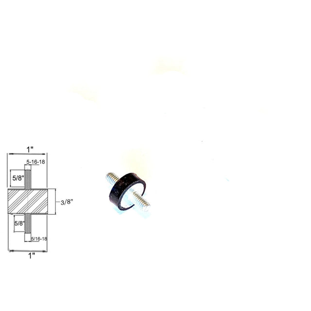 Rubber Vibration Isolator Mount (1" Diameter x 3/8" Height) 5/16-18 x 5/8" Long Studs Elginscrewsandbolts