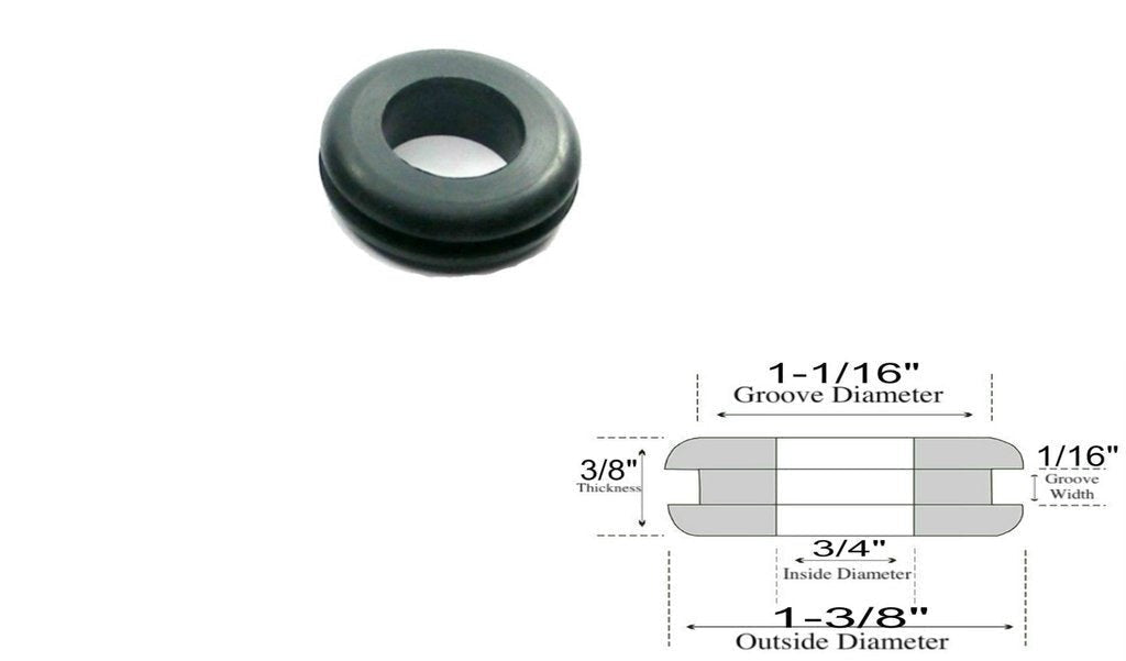 3/4in Diameter Black Rubber Grommet for 1/4in Thick Panels - Black