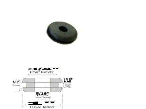 5/16" Inside Diameter Rubber Grommet - 1/16" Groove Width - Fits 3/4" Holes